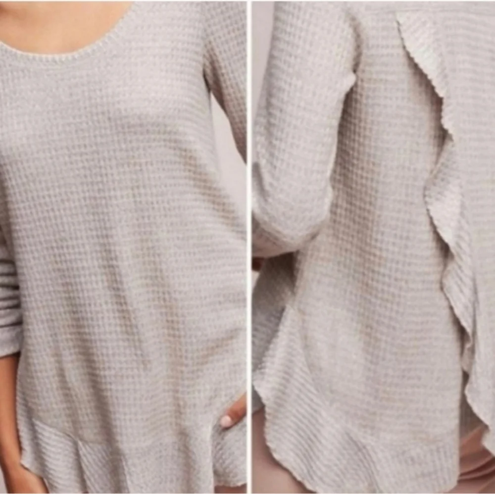 Anthropologie Saturday Sunday Waffle Knit Ruffle Thermal - Picture 10 of 11